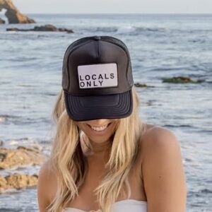Boutique Black Trucker Hat with 'Locals Only' Patch beach waves